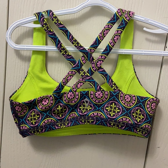 Ivivva Reversible Neon Yellow/Purple Sports Bra - Picture 3 of 6